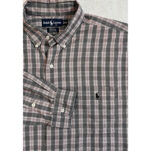 Polo Ralph Lauren Marlowe Men's XL 100% Cotton Pink Black Glen Check Pony Oxford